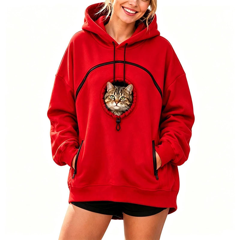Pet Pouch Sweatshirt | Oversized Hoodie with Dog & Cat Carrier Pocket