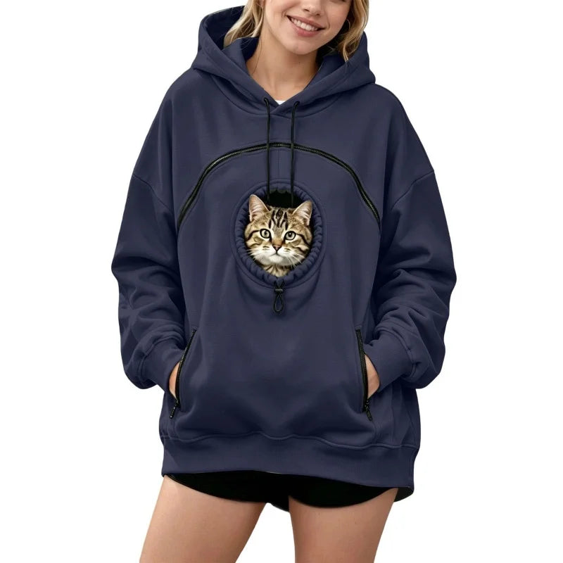 Pet Pouch Sweatshirt | Oversized Hoodie with Dog & Cat Carrier Pocket