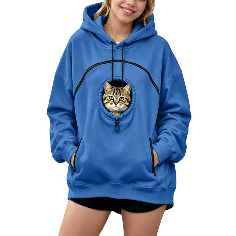 Pet Pouch Sweatshirt | Oversized Hoodie with Dog & Cat Carrier Pocket
