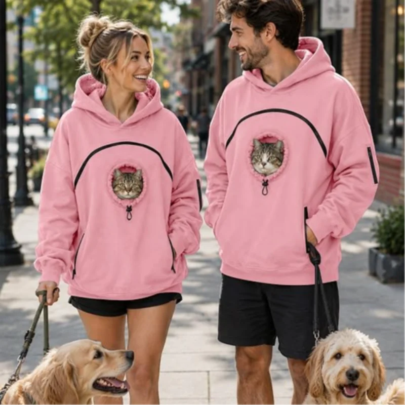 Pet Pouch Sweatshirt | Oversized Hoodie with Dog & Cat Carrier Pocket