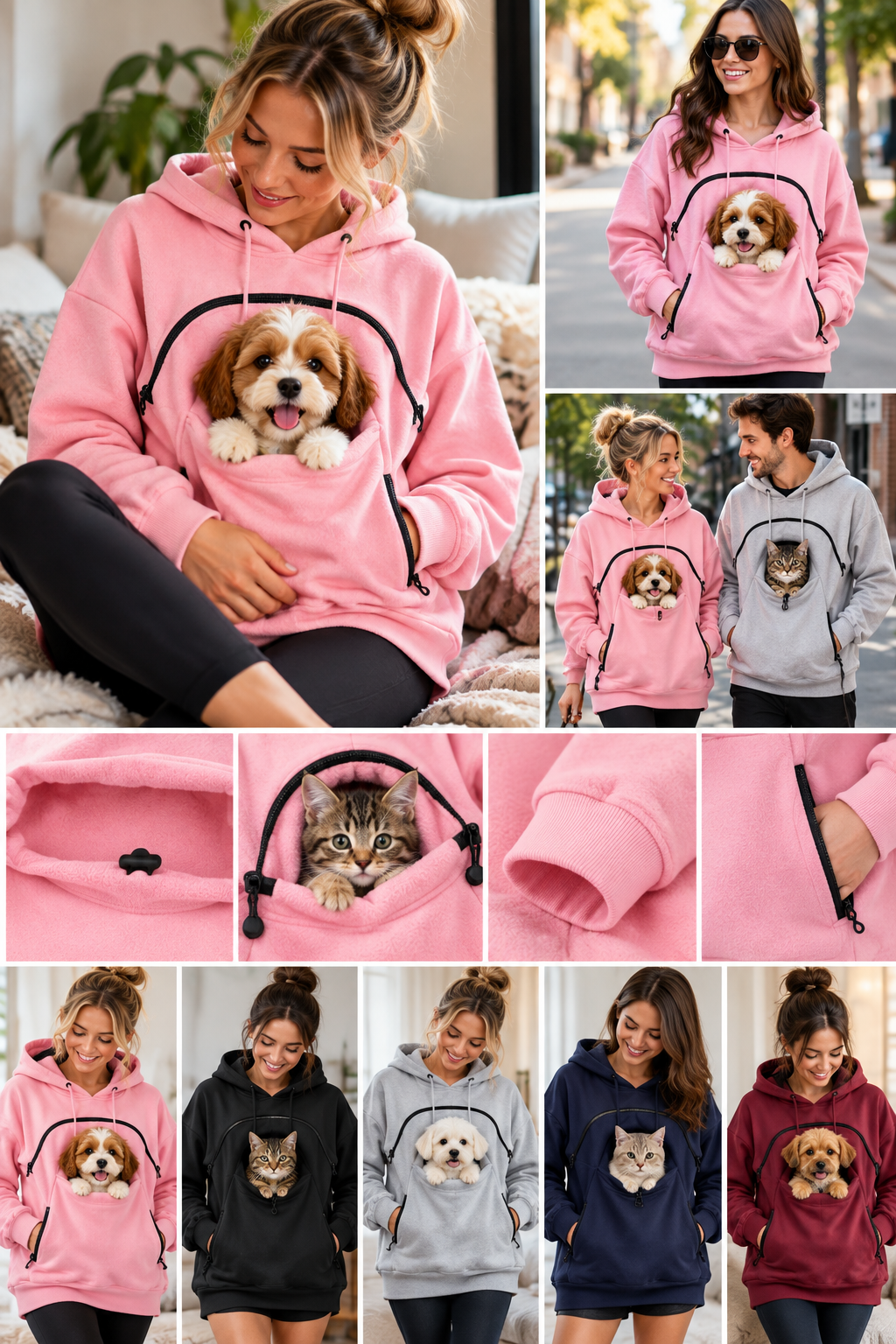 Pet Pouch Sweatshirt | Oversized Hoodie with Dog & Cat Carrier Pocket