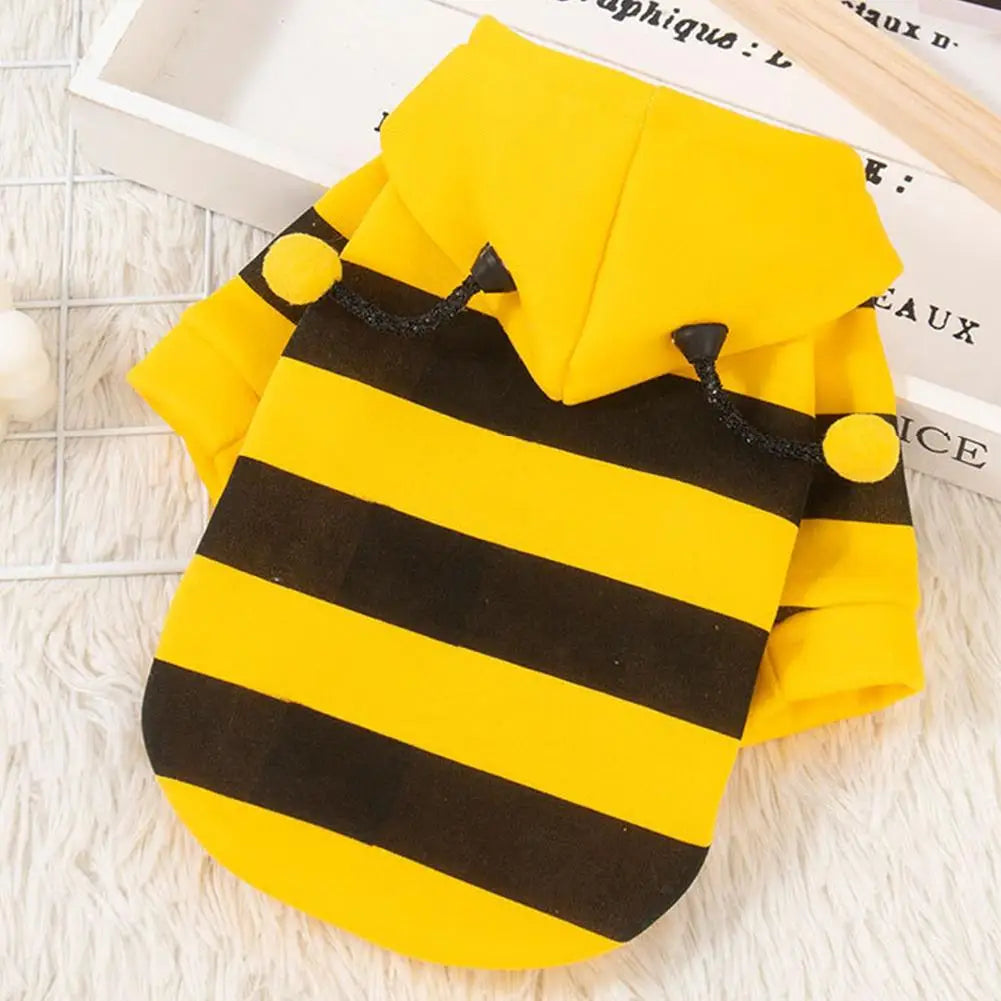 Bee Dog & Cat Winter Hoodie | Warm Fleece Costume for Small Pets